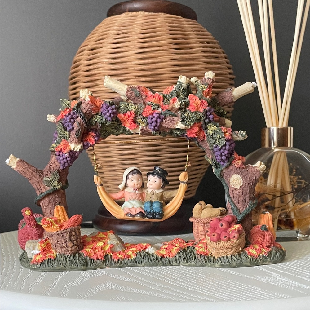 Fall Decor - Autumn Harvest Pilgrim Figurine - Thanksgiving Table Setting
